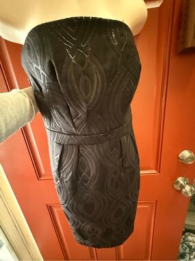 Target Limited Edition Strapless Midi Dress- 4, Black Jacquard